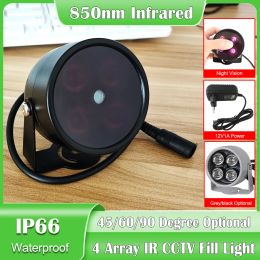 Accessoires 850 Nm 4 Array IR LED Illuminator Licht IR Infrared Metaal Waterdichte Night Vision CCTV Vullicht voor CCTV -camera 90/60/45 graden