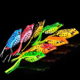 Accessoires 8 stks 13G kikker Lure zachte buis aas plastic visserij Lure met vishaken bovenwater straal kikker kunstmatige 3D -ogen