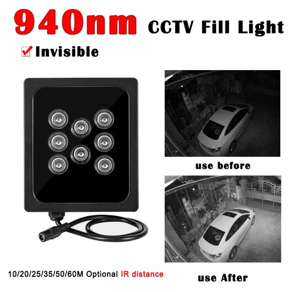 Accessoires 8pcs IR Array LED CCTV remplissage Lumière 940 nm Illuminateur Lampe infrarouge Vision nocturne imperméable pour la caméra de surveillance