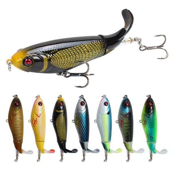Accessoires 8pcs / lot Whopper Plonger Fishing Lures 10 cm 17G Topwater Crayer Bait Wobbler isca Artificial Soft Rotation Tail Fishing Tackle