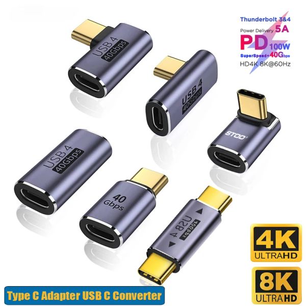 Accessoires 90 degrés USB C Convertisseur Thunderbolt Type C Adaptateur Femelle à l'angle droit masculin Elbow USBC Écouteur de données Audio Charge Extender