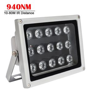 Accessoires 940 nm onzichtbaar 15 stks array leds ir illuminator infrarood lamp 80m ir afstand waterdichte camera nachtzicht cctv vullicht