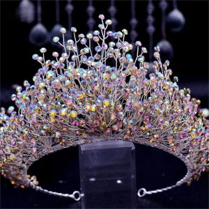 Accessoires ab coloré Rimestone Bijoux de mariée Crystal AB Bridal Crown Tiaras Fashion Women Accessoires Accessoires