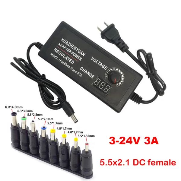 ACCESSOIRES AC DC ALIMENTATION 100V 240V à 3V24V 3A 72W 8 TIPS PLIGS Connectez le chargeur de commutation multi-tension adaptateur universel Adaptateur Multi tension