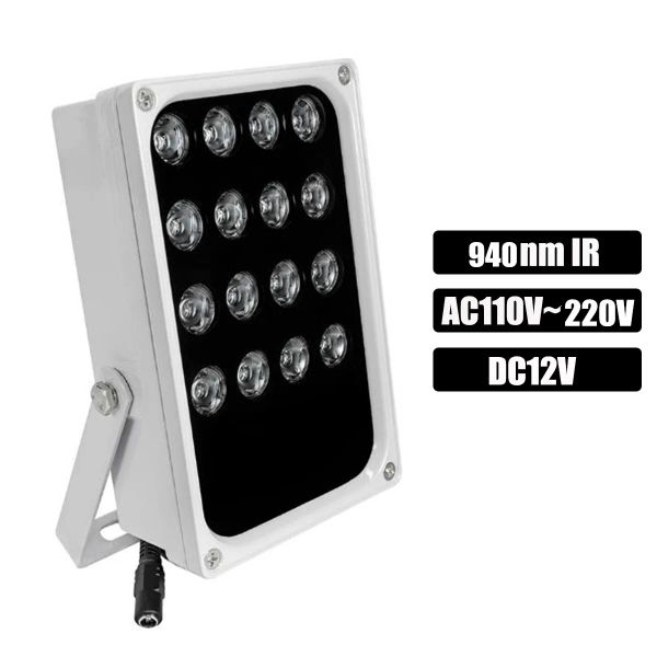 Accessoires AC110V ~ 220V / 12V DC CCTV LEDS IR Illuminateur Lampe infrarouge 16pcs LED LED extérieur Vision nocturne de la caméra CCTV Lumière