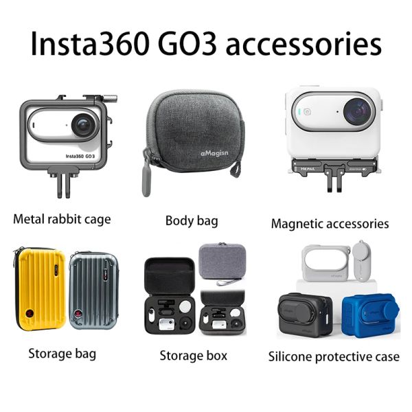 Accessoires Action Caméra Accessoires pour INSTA360 GO 3 BORD BODGE / Metal Rabbit Cage / GO3 Silicone Protective Case / Magnétique Release rapide
