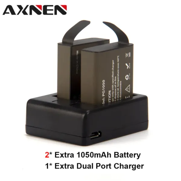 Accessoires Action Caméra Batterie pour Axnen H9 H9R avec batterie 2PCS + Batteries rechargeables du chargeur double