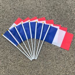 Accesorios Bandera de mano personalizada aerlxemrbrae 100 unids/lote bandera de mano francesa con 14 cm * 21 cm ondeando la bandera de mano de Francia