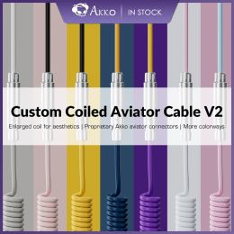 Accessoires Akko Custom Coiled Avaitor Cable V2 Intrekbaar USB Typec Extension Cord, Coiling Spring Sprial Cable voor mechanisch toetsenbord