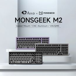 Accesorios Akko Monsgeek M2 CNC DIY Kit 98 Key RGB Hotswap Southfacing Barebone Barebone Mecánico Kit de teclado de aluminio a través de/QMK GasketMount