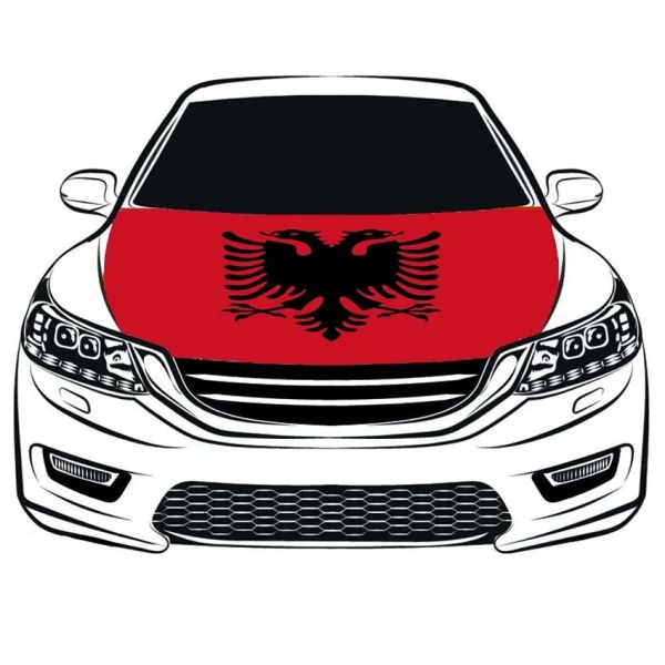 Accesorios Bandera de Albania Bandera del capó Cubierta del capó del coche Telas elásticas para SUV Camión Decoración gráfica completa del regalo del amante