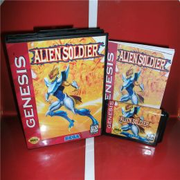 Accessoires Alien Soldier Us Cover avec boîte et manuel pour Megadrive Video Game Console 16 bits carte MD