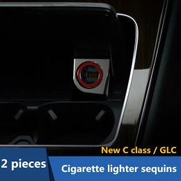 Accessoires Aluminium Aluminium Legering Sigaretten Lichter Pailletten Decoratie Cover Trim voor Mercedes Benz Nieuwe C Klasse W205 GLC X253 201517