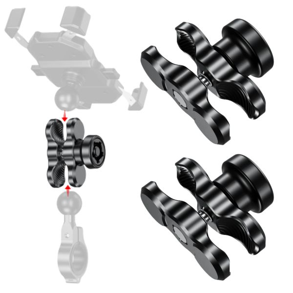 Accesorios ALUMINUS ALEAY ARMA DOBLE AMBA DE CABEZA PARA 25 mm Bola Antitheft Soporte de soporte Cuesta de soporte para la cámara de la motocicleta Bicicleta Arma de extensión