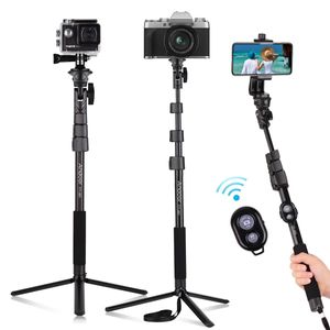 Accessoires Andoer 54 inch Selfie Stick Statief Aluminium met Desktop Statief Afstandsbediening Sluiter voor iPhone Android Telefoons Sportcamera