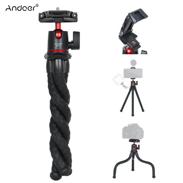 Accesorios Andoer MT40 Soporte de trípode de pulpo flexible Soporte de escritorio Vlog Soporte de teléfono con tornillo de 1/4 