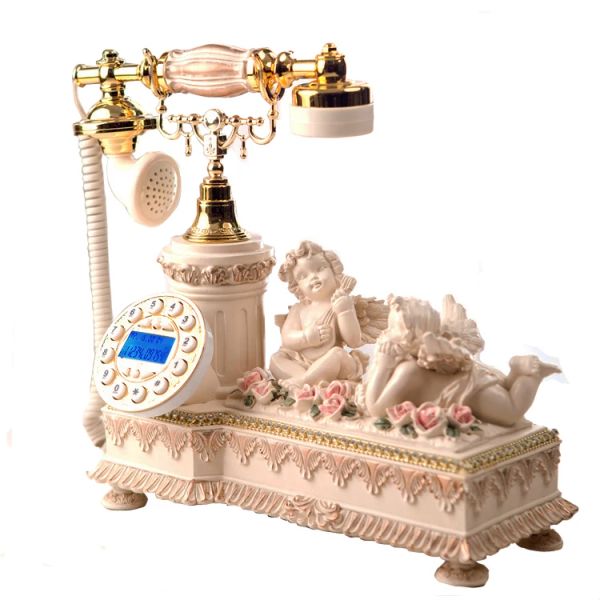 Accessoires antique Téléphone fixe vintage Téléphone à cordes fixe Cupid Europe Europe belle décoration ID du bureau à domicile sculpture des personnes âgées DB1