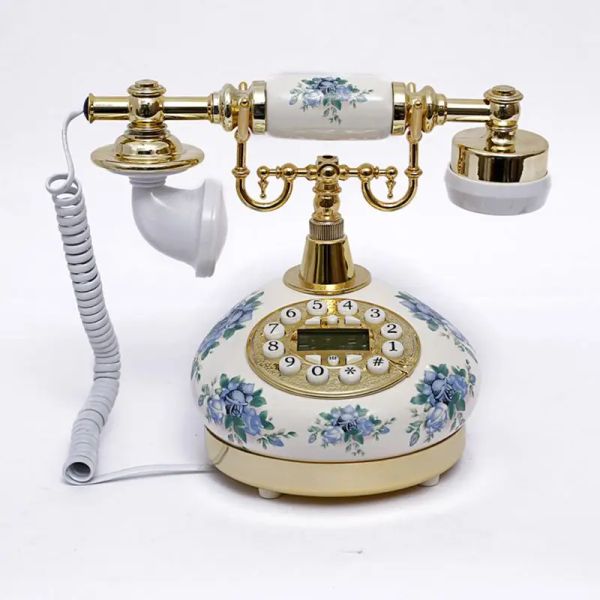 Accessoires Téléphone antique Home Bouton Téléphone Corded Téléphone avec FSK et DTMF Appeler ID Ringer Volume Réglage Téléphone fixe