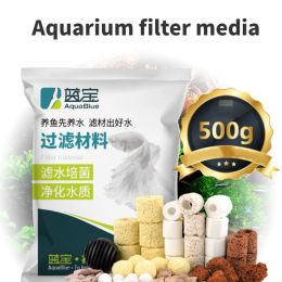 Accessoires Aquariumfiltermedia Keramische ringen 500 g Aquarium Actieve kool Biologische ballen Gemengde filter met gratis filternetzak