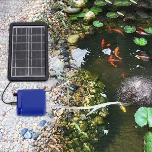 Accessoires Pompe à air solaire à oxygène pour aquarium Batterie au lithium de grande capacité Pompe à eau d'aérateur d'étang de charge USB silencieuse avec 1 pierre à air