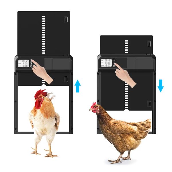 Accessoires ouvre-porte automatique de poulailler en aluminium + ABS contrôle du temps porte étanche pour poules porte pour animaux de compagnie accessoires de poulailler