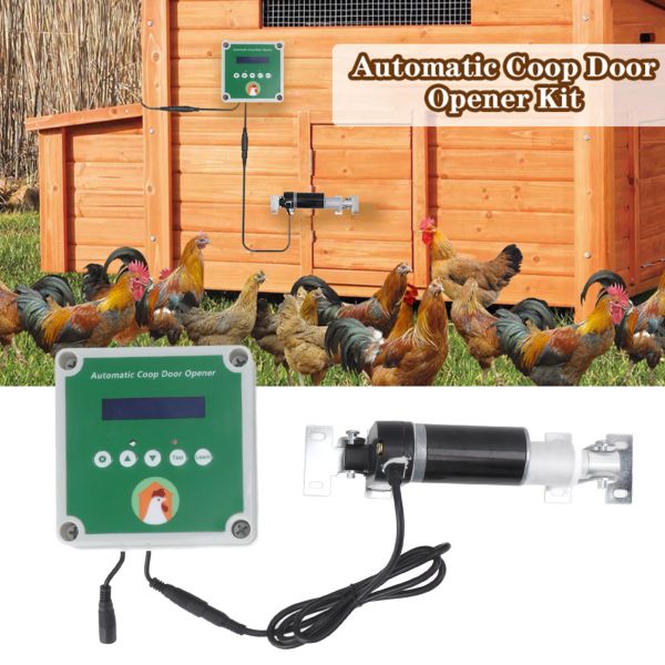 Accesorios Puerta automática para gallinero, actuadores temporizadores Kit de motor eléctrico para puerta de gallinero con sensor de luz con control remoto