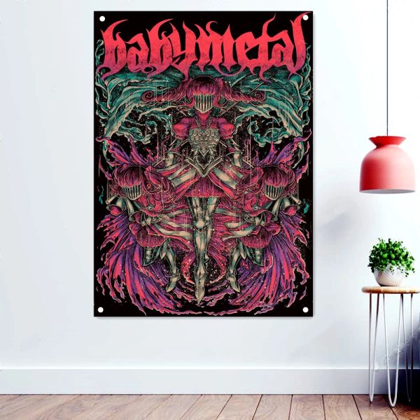 Accessoires Baby Metal Scary Bloody Death Art Flag Wall Hanging Chart Painting Vintage Rock Rock Banner Banner Music Heavy Metal Affiches Home Decor
