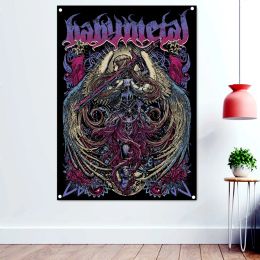 Accesorios BABYMETAL Skull Art Banners Lienzo Pinturas Death Metal Artista Banderas Arte de la pared Icono de banda de rock Pósteres Fondo Tela para colgar