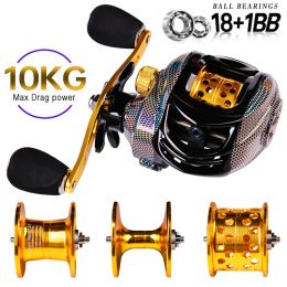 Accessoires Baitcasting Robile 18 + 1BB Coulle de coulée bobine lisse métal 7,2: 1 Ratio de pêche bobine avec bobine standard ou profonde ou peu profonde pour la basse