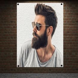 Accessoires barbe courte pointes coiffure pour hommes salon de coiffure décoration de la maison affiche enseigne tapisserie bannière drapeau mur Art toile peinture
