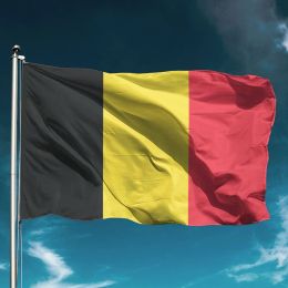 Accessoires drapeau national de la belgique bannière de maintien volante en polyester décor extérieur décoration de jardin toile de fond murale soutien de joie d'état heureux QA