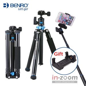 Accesorios Benro IS05 Kit de trípode de aleación de aluminio La columna central puede ser un monopié con palo selfie para teléfonos inteligentes Cámaras sin espejo Stock en el extranjero