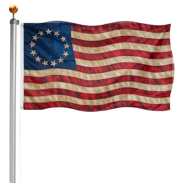 Accessoires Betsy Ross Drapeau 3x5 13 étoiles Colonies Drapeau américain Thé teinté Vintage USA Drapeaux US 1776 Décor Bannière pour chambre à l'extérieur