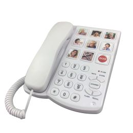 Accessoires Big Button Corded Téléphone avec haut-parleur pour les personnes âgées a amplifiée un bouton Appuyez sur l'image Téléphone fixe pour les personnes âgées