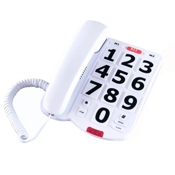 Accessoires Big Button Téléphone pour les personnes âgées à une seule ligne simple Téléphone fixe de bureau facile à lire pour les personnes âgées malvoyantes