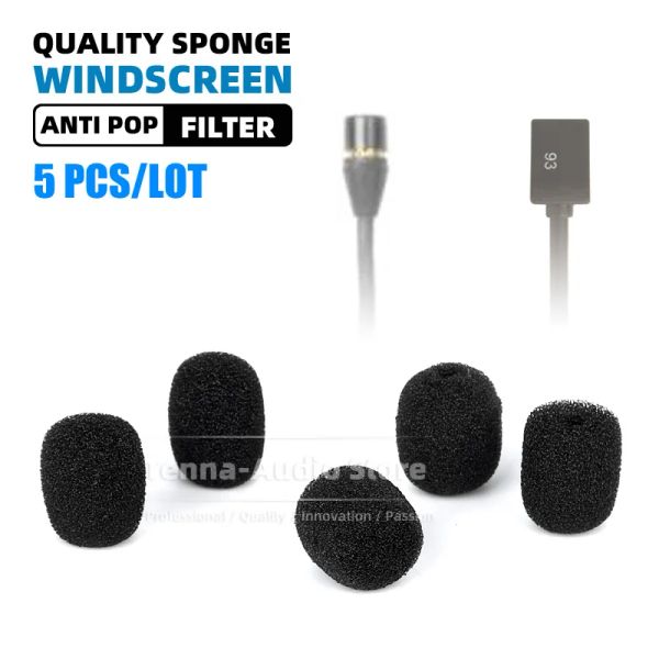 Accesorios Black Lavalier Micrófono Cubierta de parabrisas Sponge Lapel Lapel Clip para Shure MX 150 150B B MX150 WL SM 93 WL93 SM93 Mic Wingshield