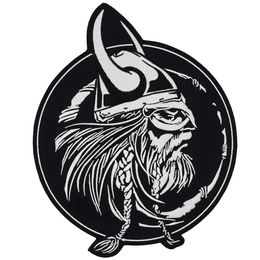 Accessoires Black Warrior Odin geborduurde Biker Patches Iron op voor jeans kledingjack viking badges Custom Shield Cool Patch Daling