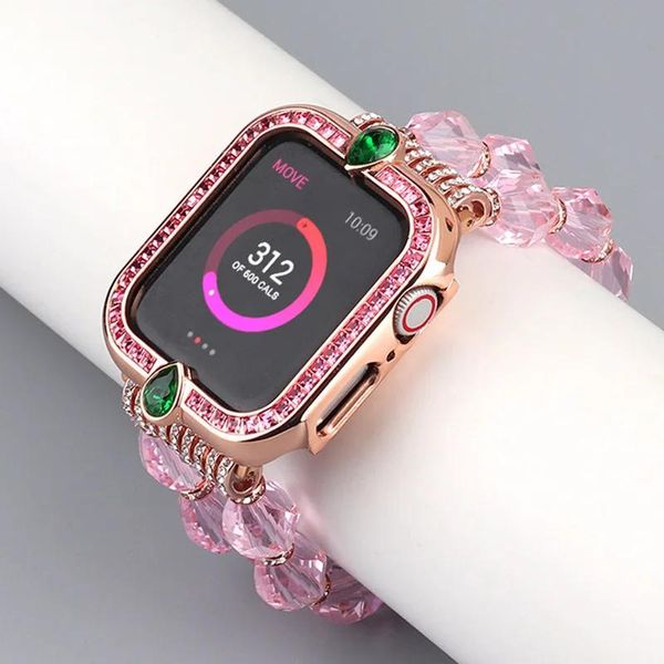 Accessoires Bling Crystal Bumper pour Apple Watch Cover 44mm 40mm Diamond Full Protect Coque en métal pour iWatch Series 6 SE 5 4 Case Fhx16bk