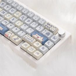 Accessoires Blue Meow Keycaps PBT PBT FIVEDIDED HEAT SUBLIMATION MDA Profil pour MX Switch Fit 61/64/68/87/96/104/108 KEET KEYCAPS MDA