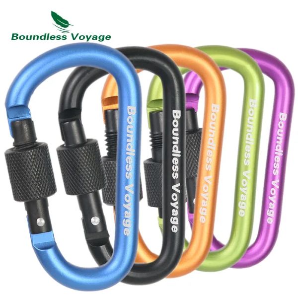 Accessoires Voyage sans limites Aluminium Carabiner Camping Backpack Keychain Hook D Type Clips Outdoor Multifonction Tool BV1010