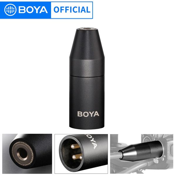 Boya 35cxlr Adaptateur de microphone femelle mini-jack 3,5 mm (trs) vers connecteur XLR mâle 3 broches pour caméscopes Sony, enregistreurs, mélangeurs