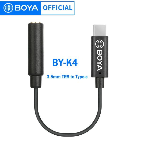 Accessoires Boya BYK4 3,5 mm TRS (FEMME) TO TYPEC (HOMME) Convertisseur d'adaptateur audio audio pour les téléphones Android MacBook iPad USBC Appareils