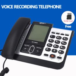 Accesorios NUEVO grabación de llamadas digitales Teléfono con cable con 1 g ID de llamadas de mano de tarjeta SD para la oficina en casa Negocios fijos fijos Teléfono