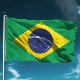 Accessoires drapeau national du brésil bannière de maintien volante en polyester décor extérieur décoration de jardin toile de fond murale soutien de joie d'état heureux QA