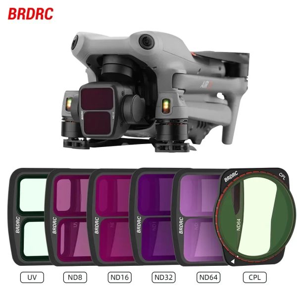 Accessoires BRDRC Camera Lens Filtre Ensemble pour DJI Air 3 UV / CPL / ND8 / 16/32 Verre optique Verre Neutre de filtre à densité Nit de filtre ACCESSOIRES