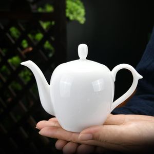 Accesorios Tetera de cerámica de Jade esmaltada brillante, taza de té Kungfu chino para el hogar, juego de té de porcelana blanca