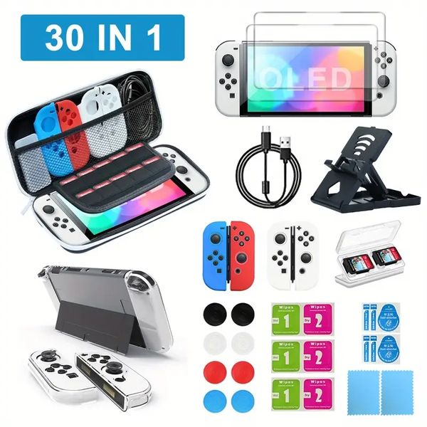 Ensemble d'accessoires pour Nintendo Switch Oled 1 X support réglable 1 X mallette de transport 1 X boîte de cartes de jeu