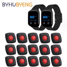 Accessoires ByHubyeng Restaurant Waiter Wireless Calling Pager System Pols Watch Hospital Equipment Café Relogio Digitale paniekknop Oproep