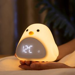 Accessoires C2 Time Bird Night Light Alarm Clock Cartoon Cute Silicone Touch USB Bedide Lamp Led Night Lamp voor kinderen Baby Kids cadeau