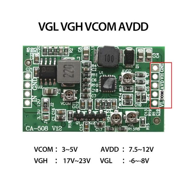 ACCESSOIRES CA508 12V CA408 3,3 V / 5V Module Boost Board LCD TCON Board VGL VGH VCOM.AVDD 4 canaux réglables